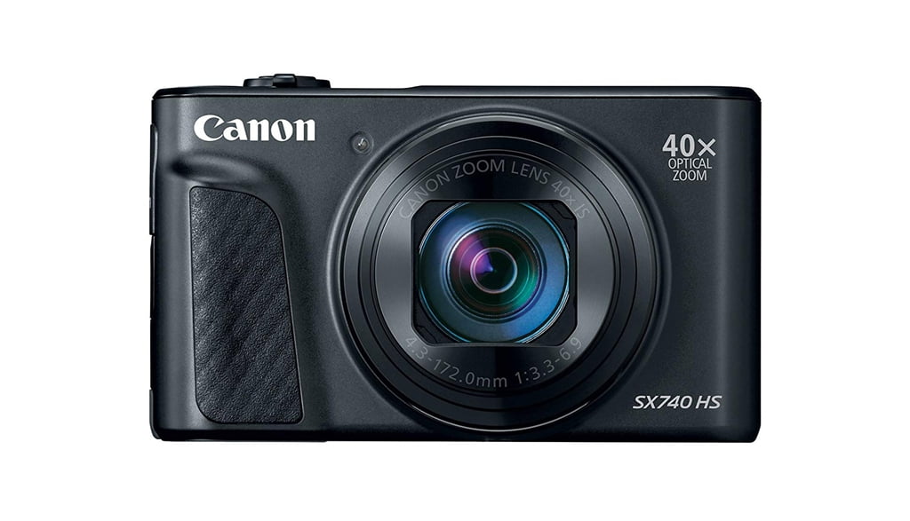 Niewielki kompakt cyfrowy Canon PowerShot SX740 HS z czterdziestokrotnym zoomem i wideo w jakości 4K