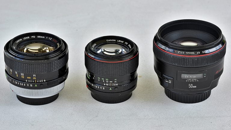 obiektywy canon, Canon EF 50 mm f/1.2L USM, Canon FD 50 mm f/1.2L ,Canon FD 55 mm f/1.2 SSC Aspherical