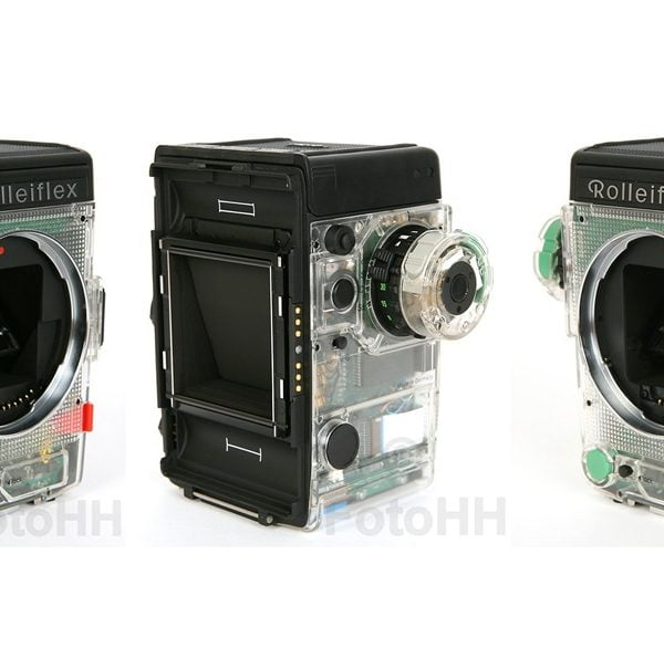 Przezroczysty prototyp aparatu Rolleiflex 6008 Integral Professional na aukcji na ebayu