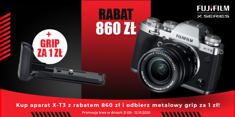 Ostatni dzień promocji! KUP APARAT X-T3 Z RABATEM 860zł, A METALOWY GRIP DOSTANIESZ ZA ZŁOTÓWKĘ!