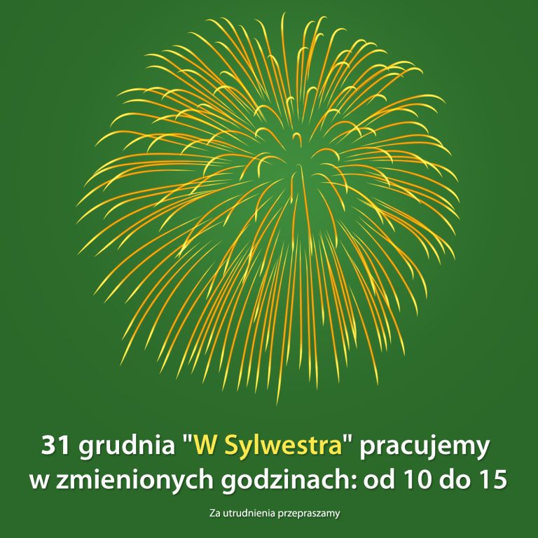 W Sylwestra pracujemy krócej od 10 do 15