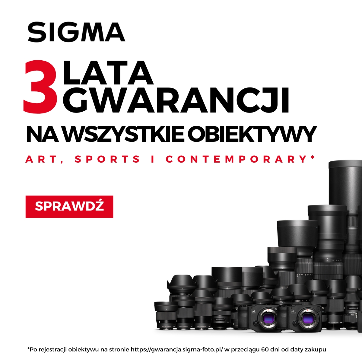 3 lata gwarancji na obiektywy Sigma