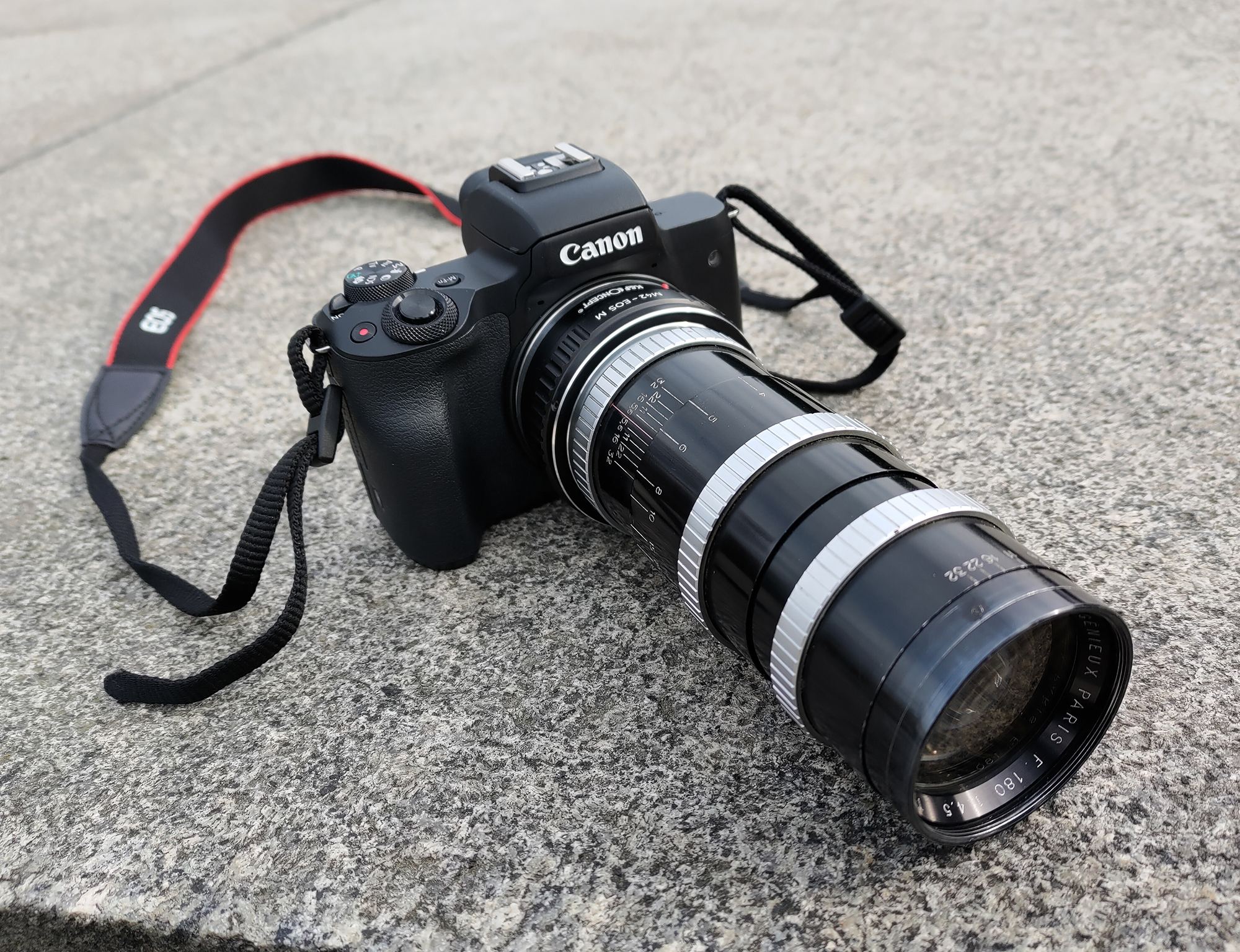 P. Angenieux Paris 180mm F4.5 Type P21 M42 na Canon EOS M50 Mark II