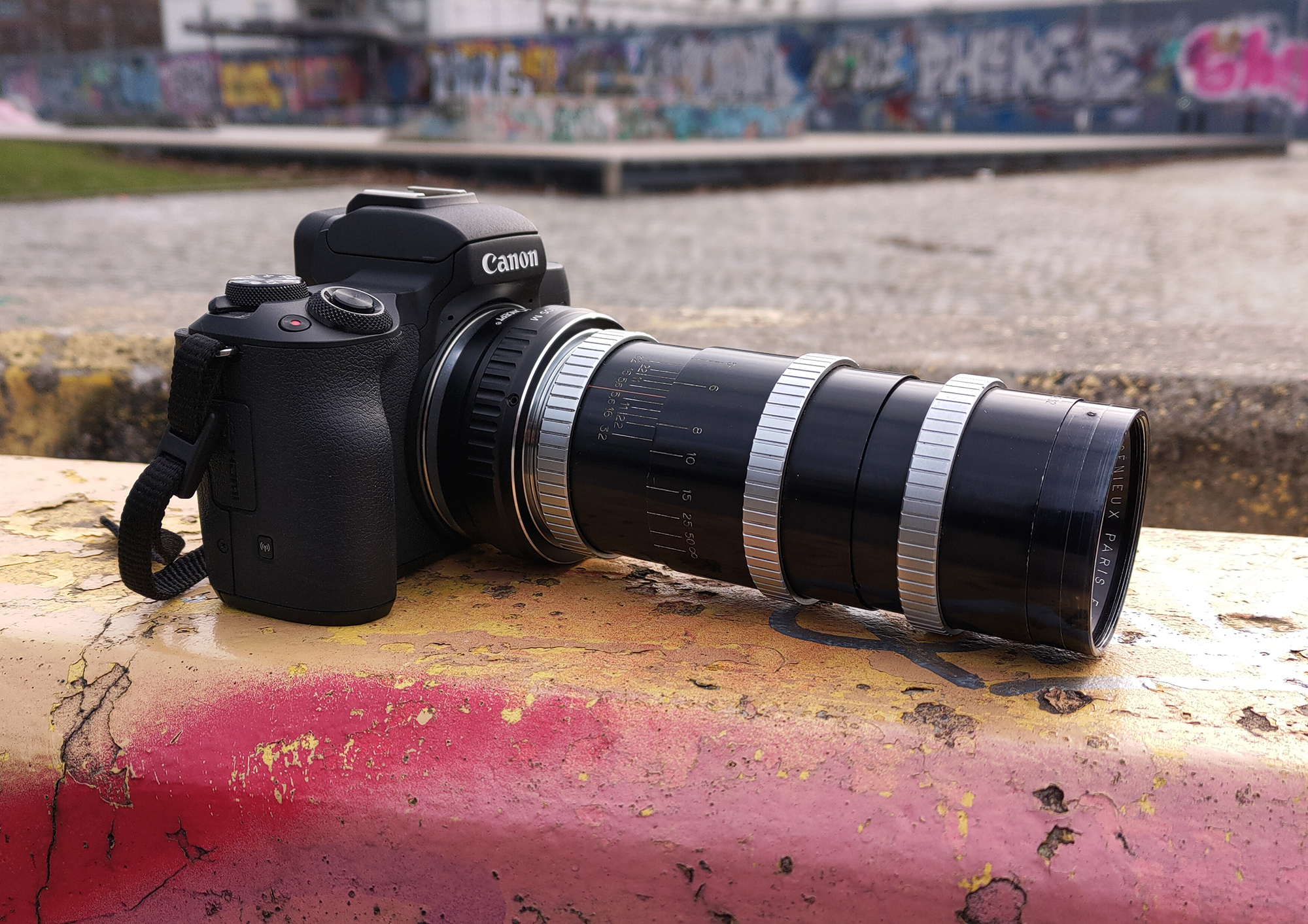 P. Angenieux Paris 180mm F4.5 Type P21 M42 na Canon EOS M50 Mark II
