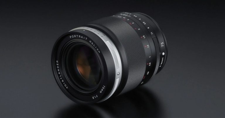 Portrait Heliar 75mm Lens On Black Background