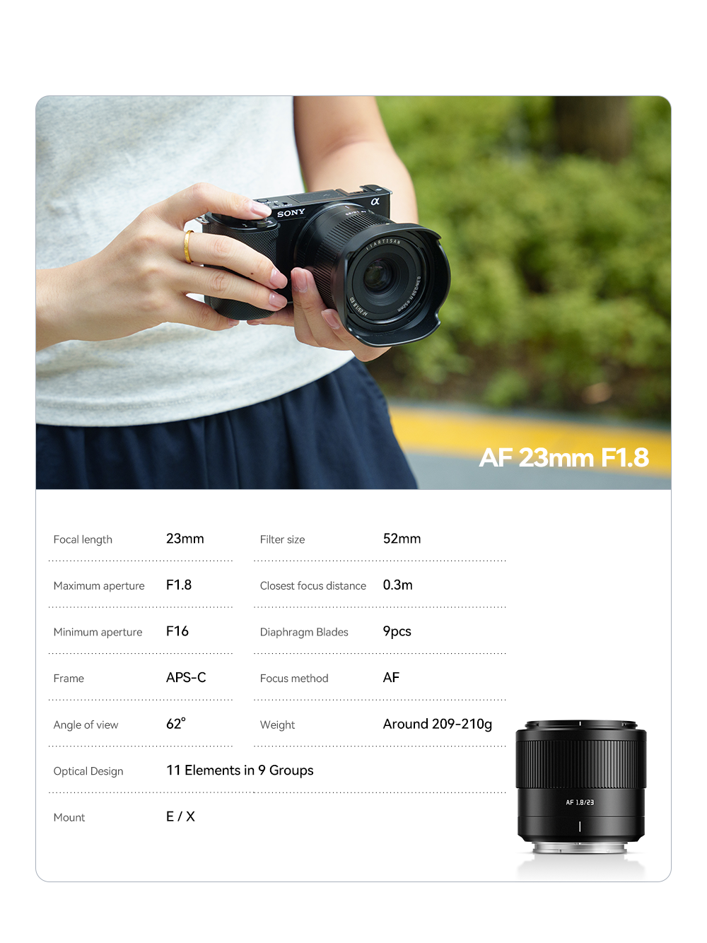TTArtisan AF 23mm F1.8 ED Sony E-Mount.